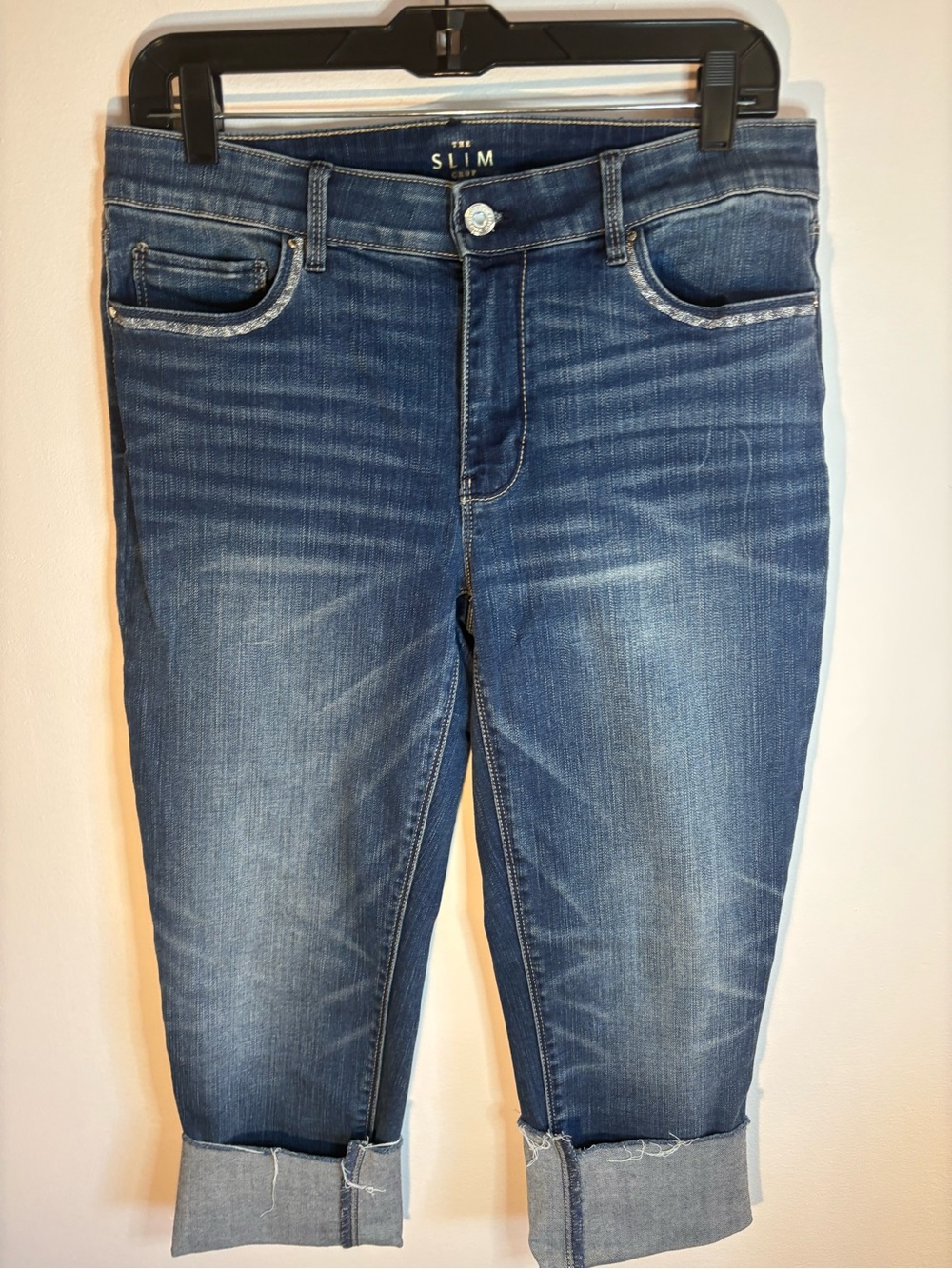 White House Black Market The Slim Crop Jeans. Dark Wash Cuffed Capri Denim